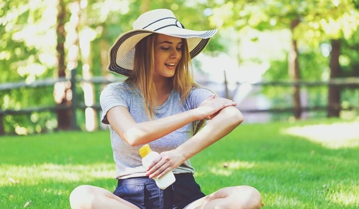 Wearing sunscreen